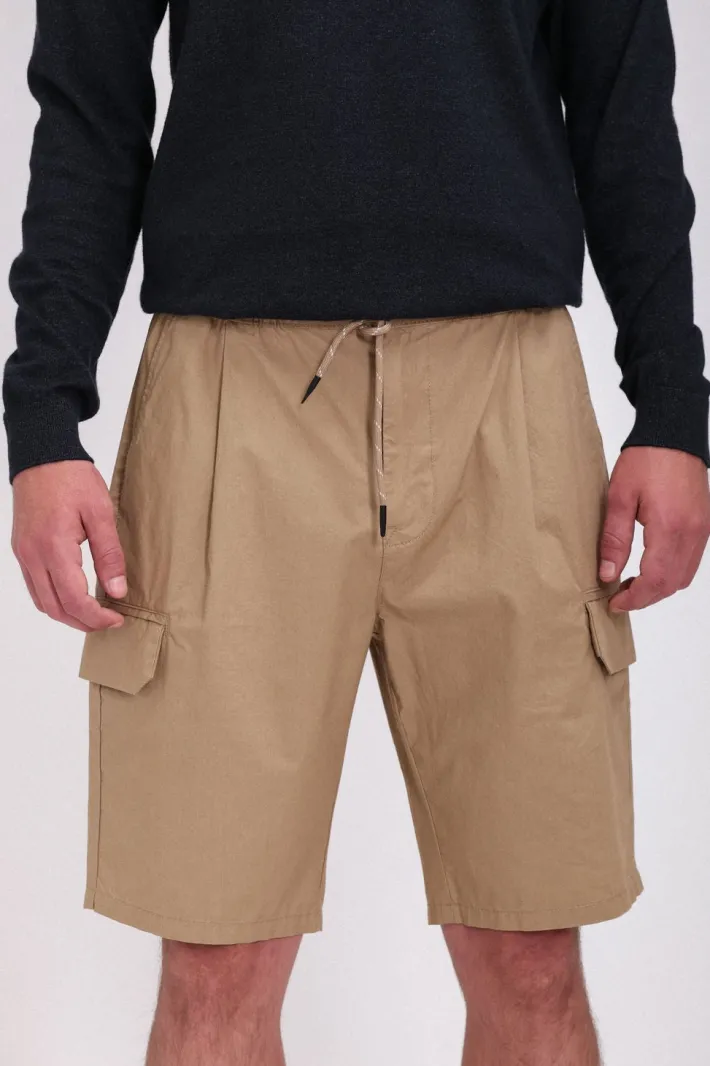 Teddy Smith Bermuda taille élastiquée S-SULLY CARGO WORKER BEIGE WORKERBEIGE New