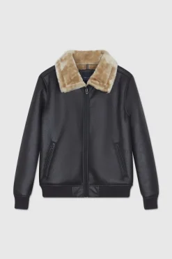 Teddy Smith Blouson simili cuir avec col en sherpa RONALD CHARBON Fashion