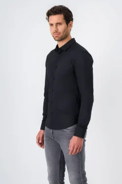 Teddy Smith Chemise à pinces avec col français C-GOPHER ML CHARBON Sale
