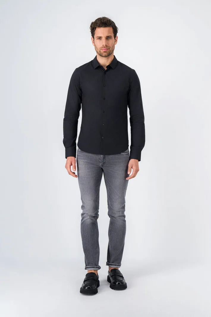 Teddy Smith Chemise à pinces avec col français C-GOPHER ML CHARBON Sale