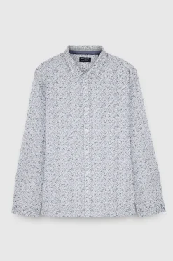 Teddy Smith Chemise à pinces avec col français CARTON ML BLANC/FLORAL MICRO BLEU BLANC/FLORALMICROBLEU Fashion