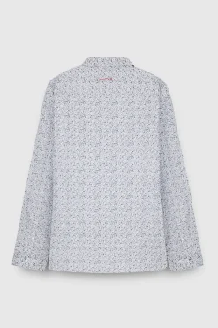 Teddy Smith Chemise à pinces avec col français CARTON ML BLANC/FLORAL MICRO BLEU BLANC/FLORALMICROBLEU Fashion