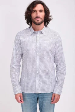 Teddy Smith Chemise à pinces avec col français CARTON ML BLANC/MOTIF BLEU BLANC/MOTIFBLEU Best Sale