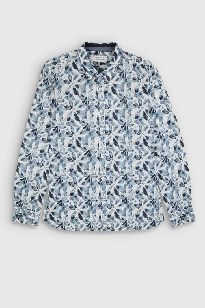 Teddy Smith Chemise à pinces avec col français C-AXEL ML BLANC/FLORAL Best Sale