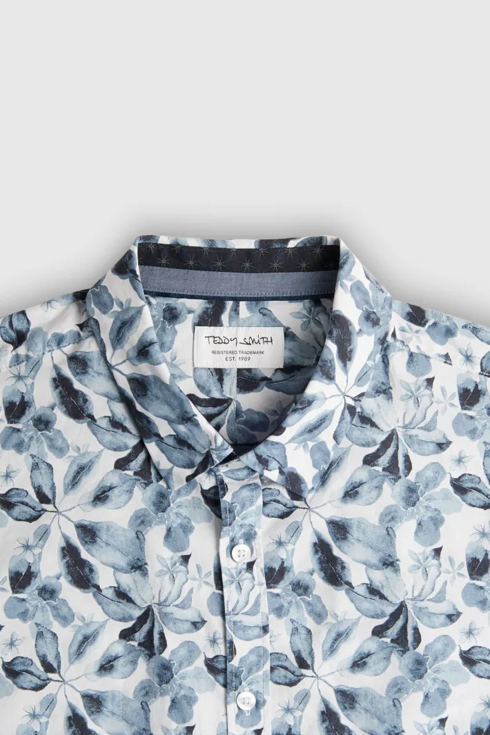Teddy Smith Chemise à pinces avec col français C-AXEL ML BLANC/FLORAL Best Sale