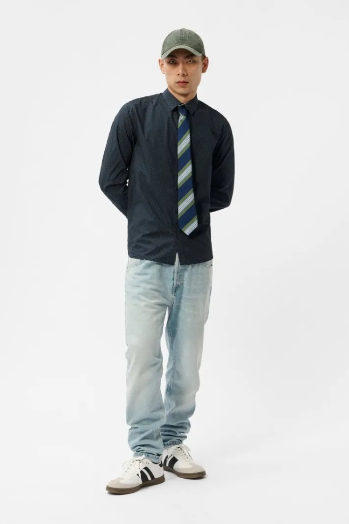 Teddy Smith Chemise à pinces col français CARTON ML TOTAL NAVY/MICRO PRINT 2 TOTALNAVY/MICROPRINT2 Best