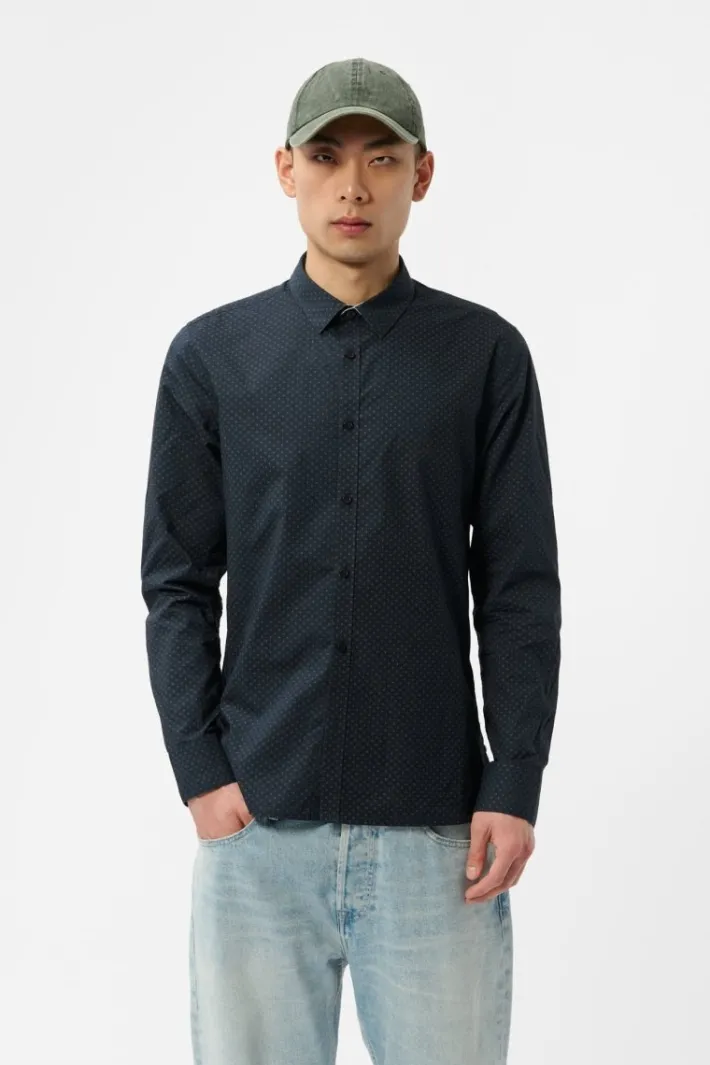 Teddy Smith Chemise à pinces col français CARTON ML TOTAL NAVY/MICRO PRINT 2 TOTALNAVY/MICROPRINT2 Best