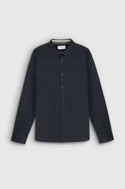 Teddy Smith Chemise à pinces col français CARTON ML TOTAL NAVY/MICRO PRINT 2 TOTALNAVY/MICROPRINT2 Best