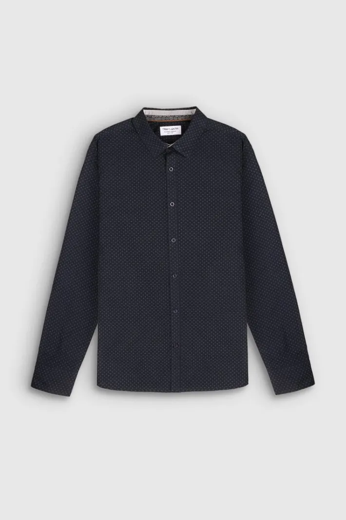 Teddy Smith Chemise à pinces col français CARTON ML TOTAL NAVY/MICRO PRINT 2 TOTALNAVY/MICROPRINT2 Best