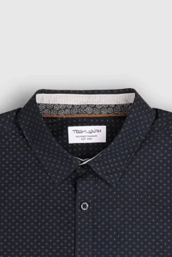 Teddy Smith Chemise à pinces col français CARTON ML TOTAL NAVY/MICRO PRINT 2 TOTALNAVY/MICROPRINT2 Best