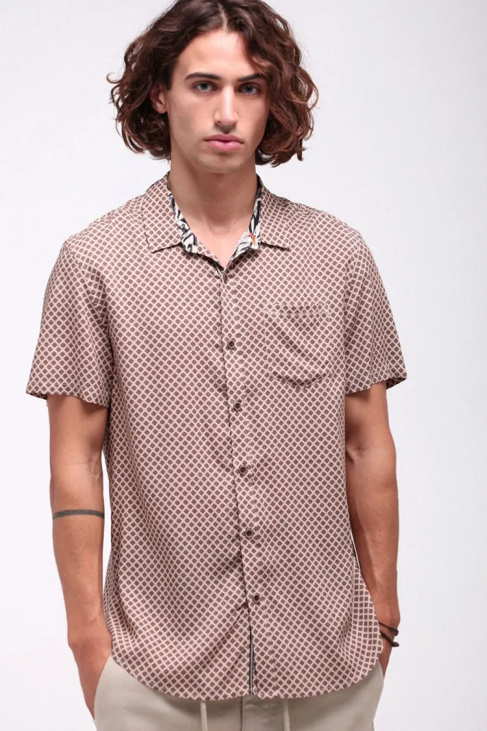 Teddy Smith Chemise col français à pinces C-ARLRIC MC BEIGE Cheap