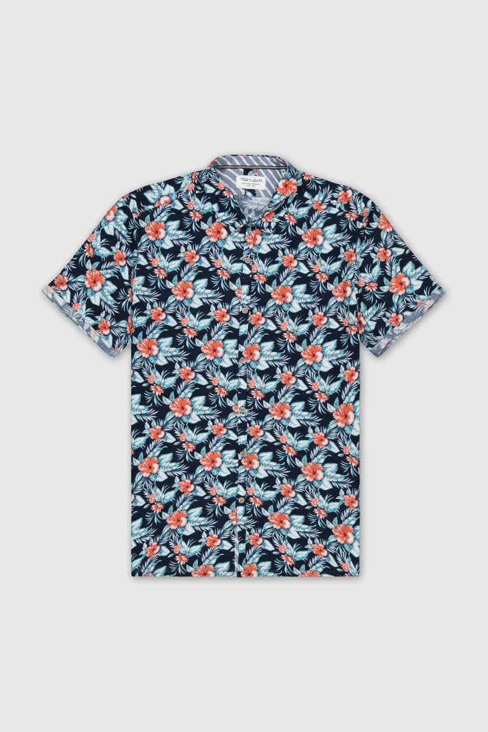 Teddy Smith Chemise col français à pinces C-DIETER MC TOTAL NAVY/MOTIF FLEUR TOTALNAVY/MOTIFFLEUR Sale