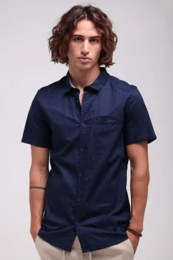 Teddy Smith Chemise CUT MC TOTAL NAVY/CARREAUX Best