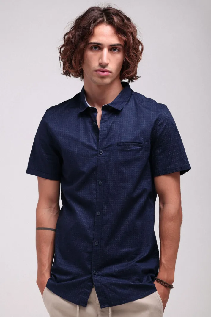 Teddy Smith Chemise CUT MC TOTAL NAVY/CARREAUX Best