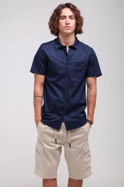 Teddy Smith Chemise CUT MC TOTAL NAVY/CARREAUX Best