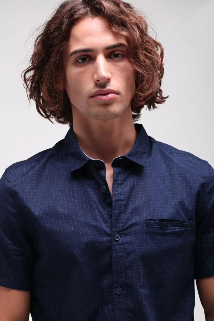 Teddy Smith Chemise CUT MC TOTAL NAVY/CARREAUX Best