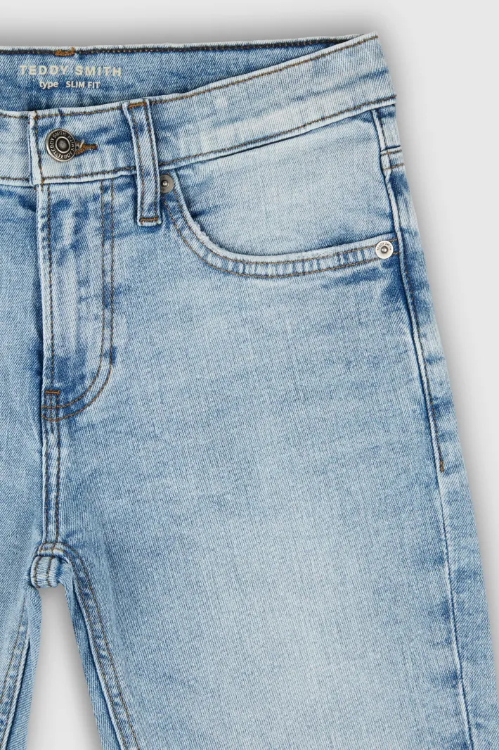 Teddy Smith Jean coupe 5 poches SLIM BOY JR BLEACHED Shop