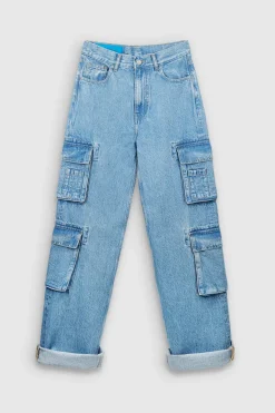 Teddy Smith Jean coupe cargo 90'S CARGO FRIPP/INDIGO CLAIR Cheap