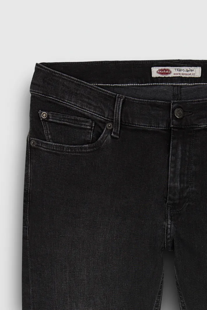 Teddy Smith Jean coupe droite ROCK DUAL MOVE longueur 34 BLACK USED BLACKUSED Best