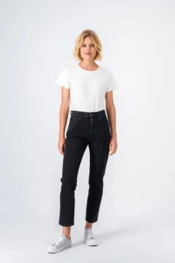 Teddy Smith Jean denim coupe 5 poches mom P-MOM NOIR Best Sale