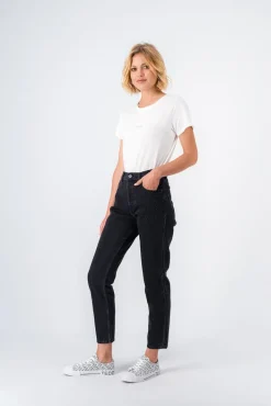Teddy Smith Jean denim coupe 5 poches mom P-MOM NOIR Best Sale