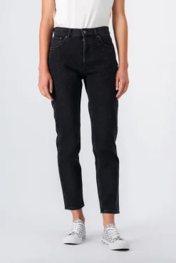 Teddy Smith Jean denim coupe 5 poches mom P-MOM NOIR Best Sale