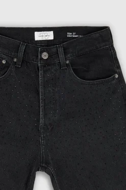 Teddy Smith Jean denim coupe 5 poches mom P-MOM NOIR Best Sale