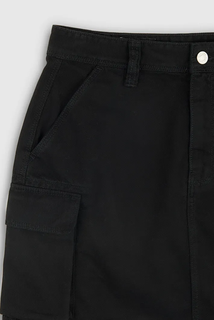 Teddy Smith Jupe courte taille haute J-STAY CARGO NOIR Hot