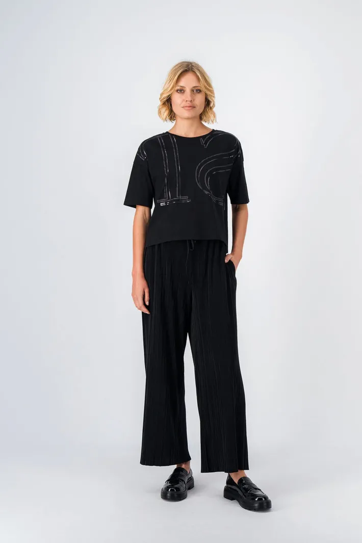 Teddy Smith Pantalon fluide plissé PEARL NOIR Discount