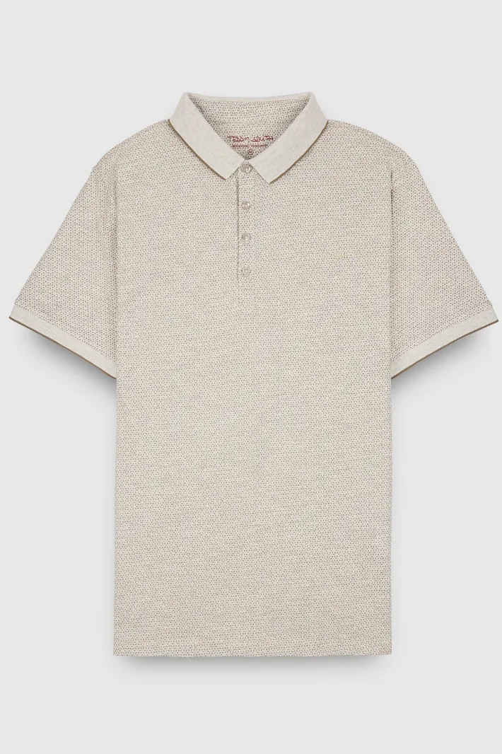 Teddy Smith Polo piqué imprimé manches courtes PASY 2 MC BLANC IVOIRE/BEIGE Flash Sale