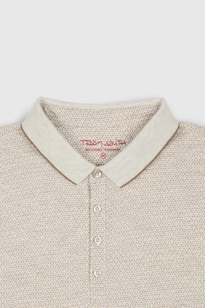 Teddy Smith Polo piqué imprimé manches courtes PASY 2 MC BLANC IVOIRE/BEIGE Flash Sale