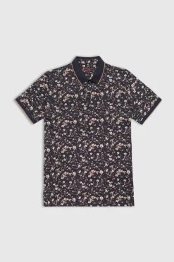 Teddy Smith Polo piqué imprimé manches courtes PASY 2 MC CHARBON/FLEUR Shop