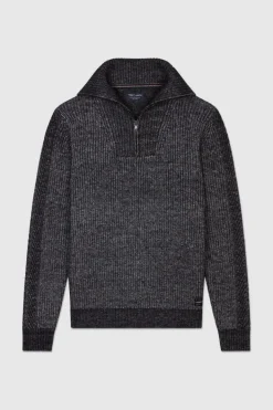 Teddy Smith Pull col camionneur CARMINO MELANGE BLACK MELANGEBLACK Fashion