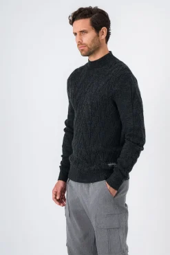 Teddy Smith Pull col cheminée FALCON MELANGE BLACK Discount