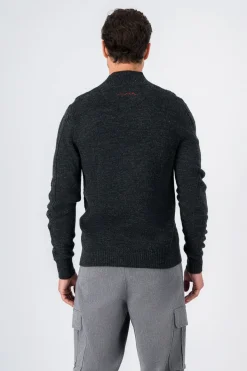 Teddy Smith Pull col cheminée FALCON MELANGE BLACK Discount