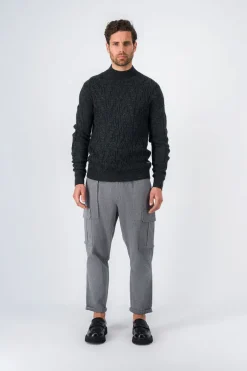 Teddy Smith Pull col cheminée FALCON MELANGE BLACK Discount