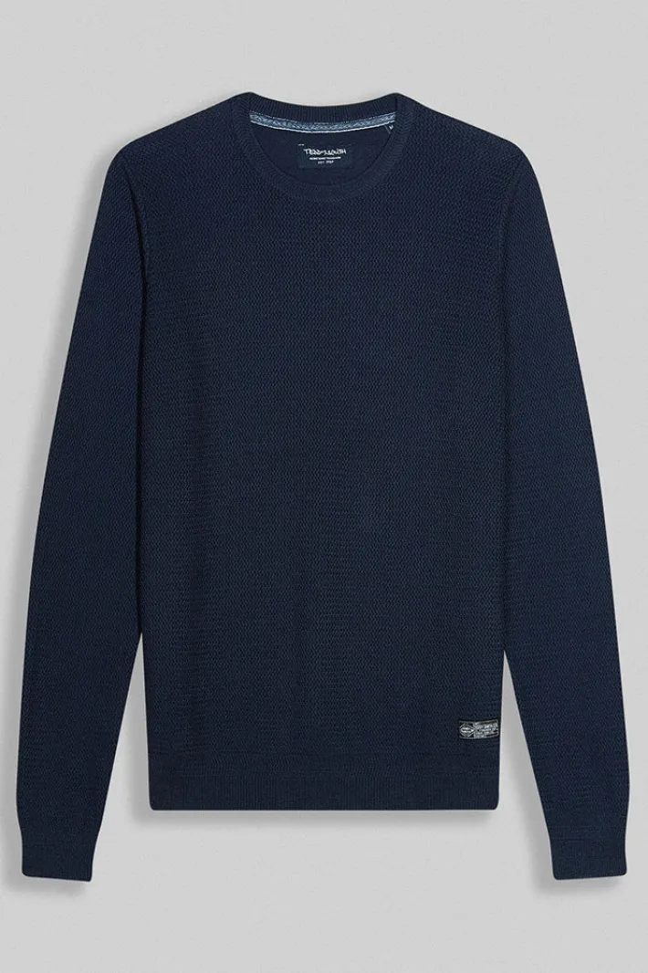 Teddy Smith Pull col rond jacquard P-ACKER TOTAL NAVY Flash Sale
