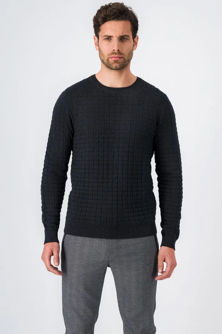 Teddy Smith Pull col rond ONYX MELANGE BLACK Discount