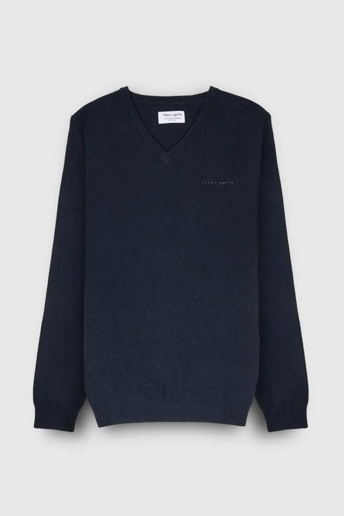 Teddy Smith Pull col V PULSER 3 TOTAL NAVY CHINE TOTALNAVYCHINE Fashion