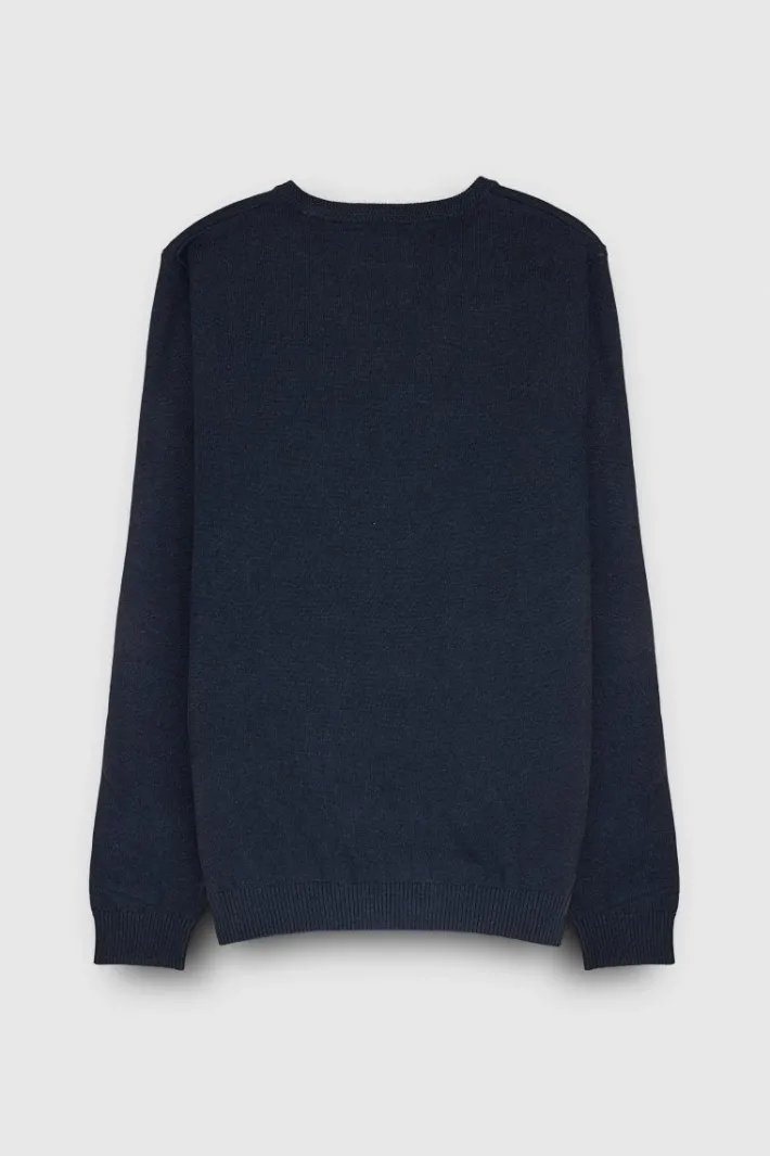Teddy Smith Pull col V PULSER 3 TOTAL NAVY CHINE TOTALNAVYCHINE Fashion