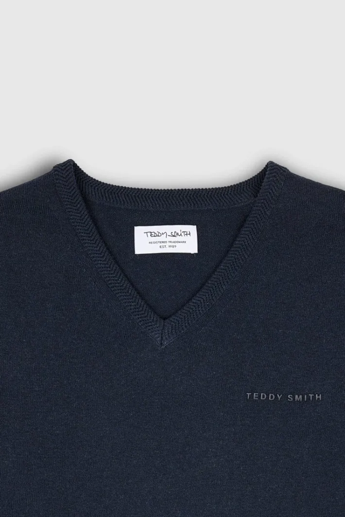 Teddy Smith Pull col V PULSER 3 TOTAL NAVY CHINE TOTALNAVYCHINE Fashion