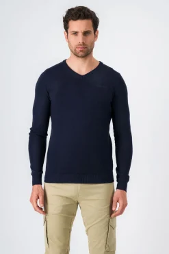 Teddy Smith Pull col V PULSER 2 TOTAL NAVY CHINE TOTALNAVYCHINE Best Sale