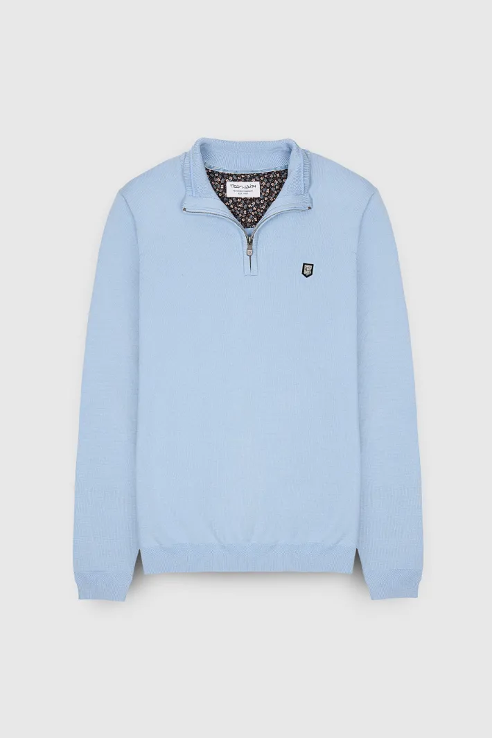 Teddy Smith Pull col zippé MARTY 2 BLEU ECUME BLEUECUME Clearance