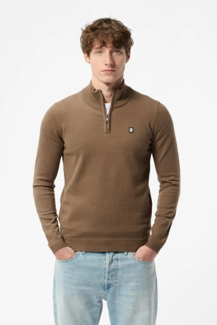 Teddy Smith Pull col zippé P-MARTY 2 CHATAIN New