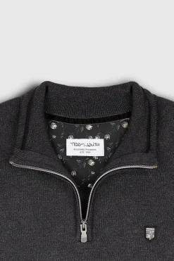 Teddy Smith Pull col zippé P-MARTY 2 MELANGE BLACK MELANGEBLACK Shop