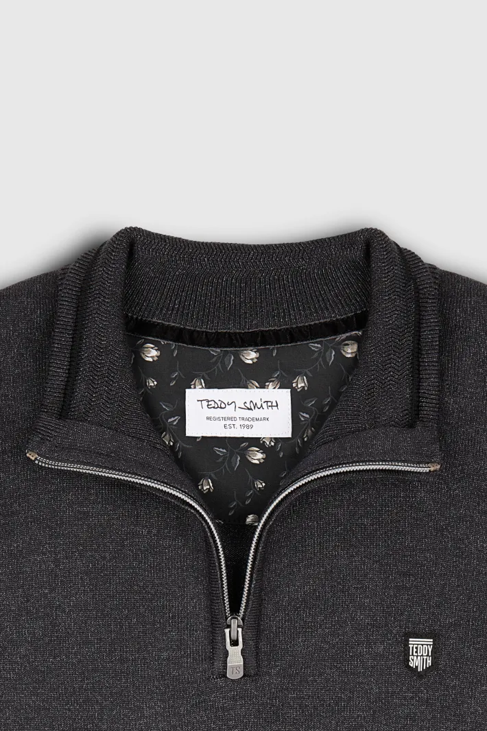Teddy Smith Pull col zippé P-MARTY 2 MELANGE BLACK MELANGEBLACK Shop