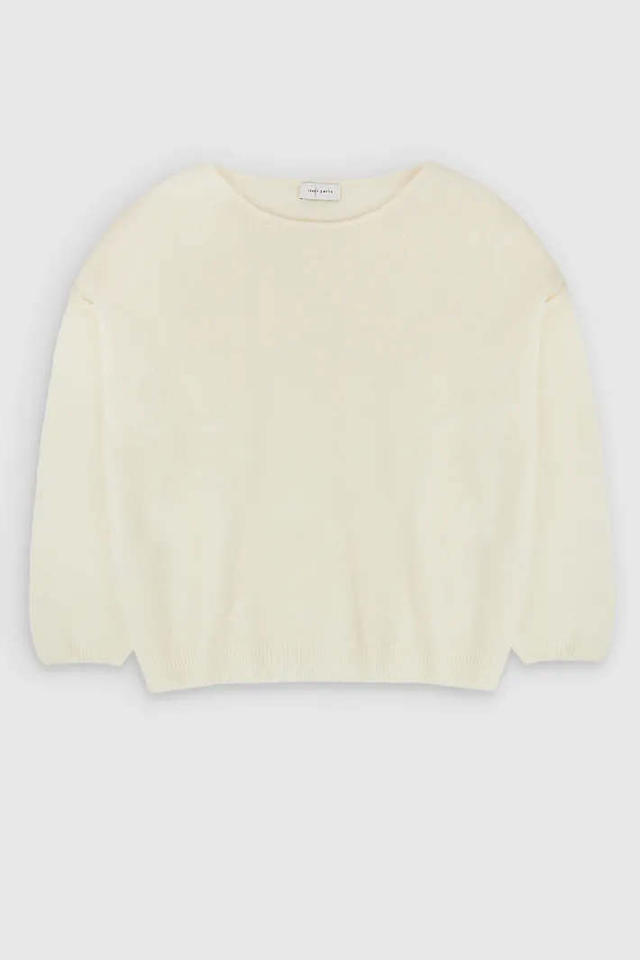Teddy Smith Pull doux et souple col bateau P-PEPITA MIDDLE WHITE MIDDLEWHITE Outlet
