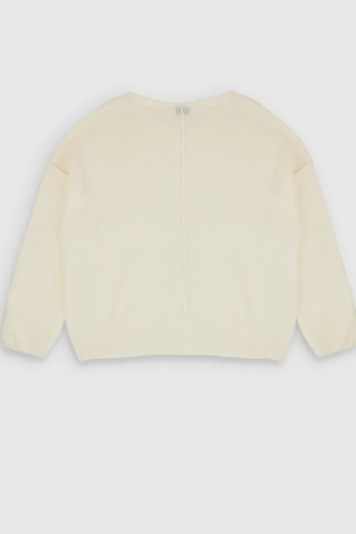 Teddy Smith Pull doux et souple col bateau P-PEPITA MIDDLE WHITE MIDDLEWHITE Outlet