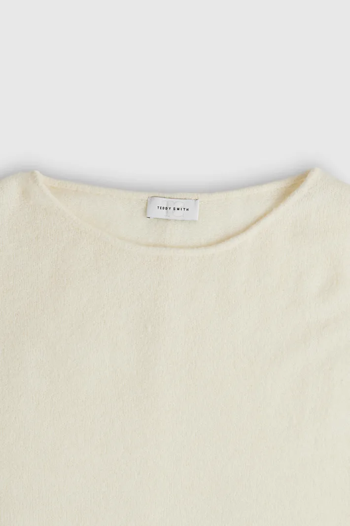 Teddy Smith Pull doux et souple col bateau P-PEPITA MIDDLE WHITE MIDDLEWHITE Outlet