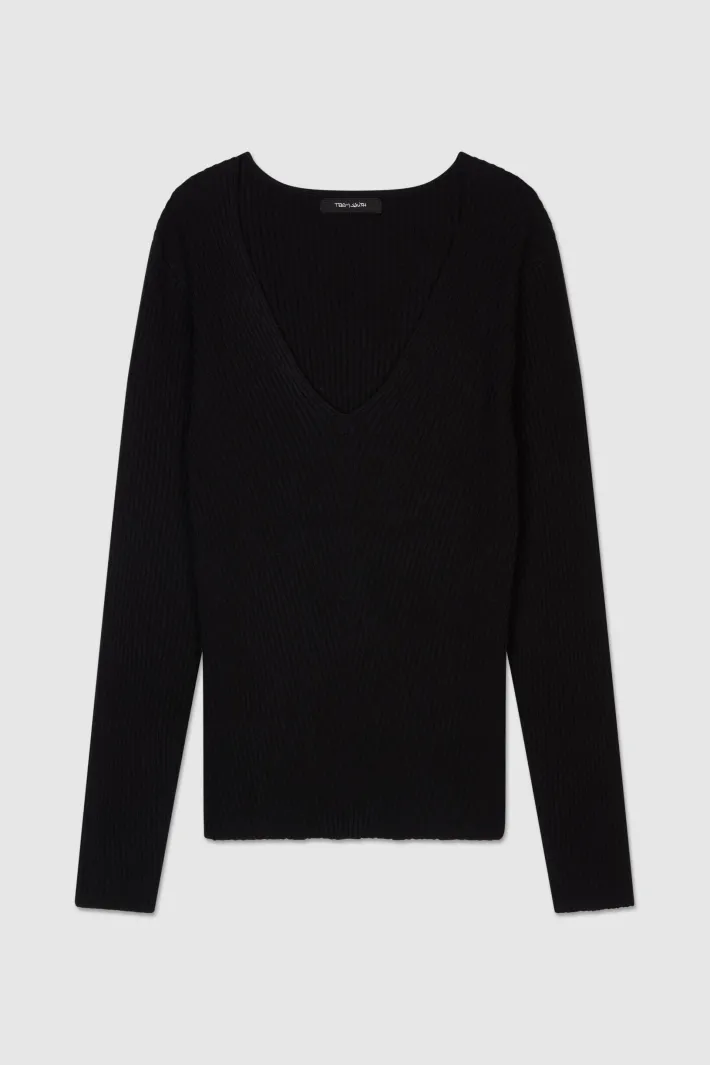 Teddy Smith Pull près du corps col V ALBANE NOIR Discount